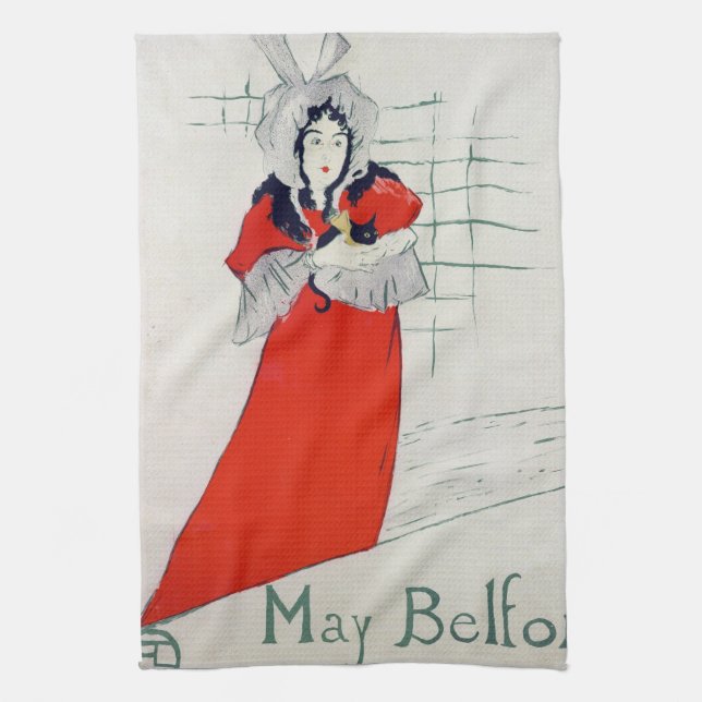 Kvinna med kattungen, Henri de Toulouse-Lautrec Kökshandduk (Vertikal)