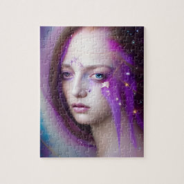 Kvinna med Lila Hair Jigszle Puzzle Pussel