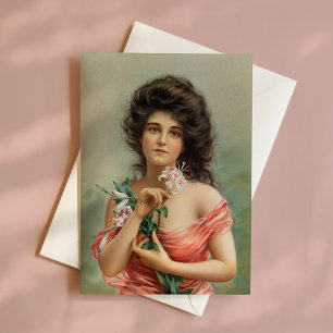 Kvinna med Lily   Louis Prang & Co. Kort