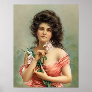 Kvinna med Lily Louis Prang & Co. Poster