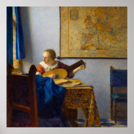 Kvinna med luta av Johannes Vermeer Poster