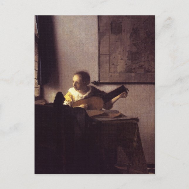 Kvinna med Lute Vykort (Framsida)