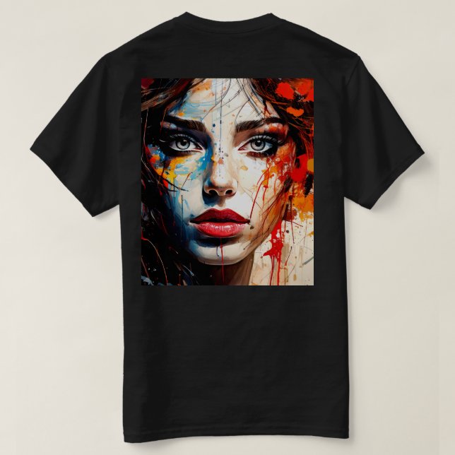 Kvinna med målad ansikte t shirt (Design baksida)