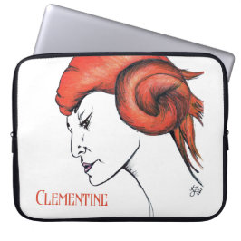 Kvinna med mandarinorange hår porträtt Pop Art Laptop Fodral