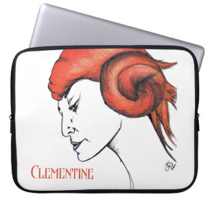 Kvinna med mandarinorange hår porträtt Pop Art Laptop Fodral