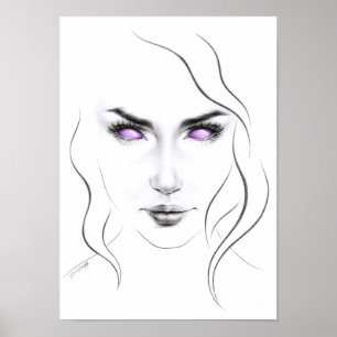 Kvinna med märklig lila öga Minimalistisk linjekon Poster