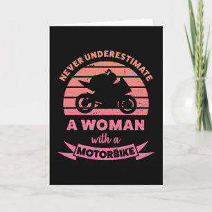 Kvinna med motorcykel Roliga presenter fru Kort