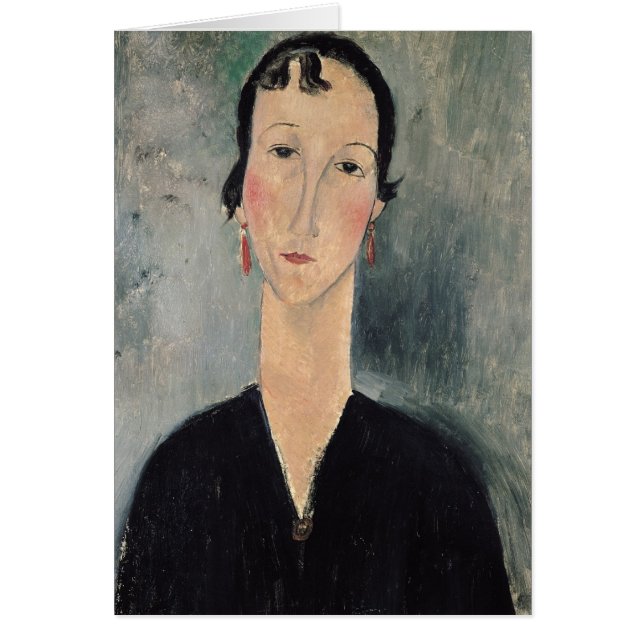 Kvinna med örhängen hälsningskort (Framsidan)