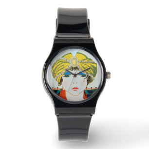 KVINNA MED ORIENTAL GULT TURBAN/Beauty Mode Armbandsur