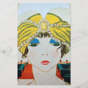 KVINNA MED ORIENTAL GULT TURBAN/Beauty Mode Brevpapper