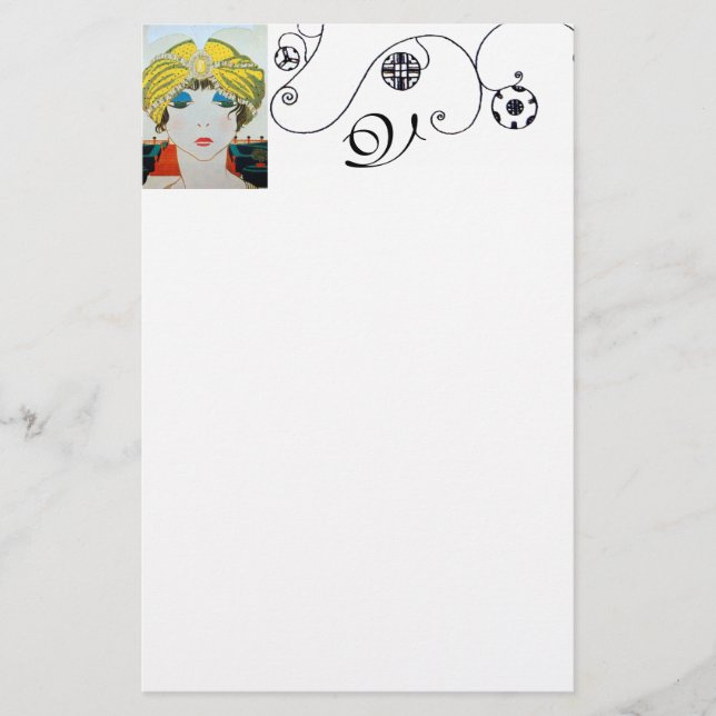 KVINNA MED ORIENTAL GULT TURBAN/Beauty Mode Brevpapper (Framsida)