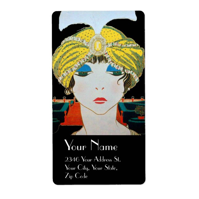 KVINNA MED ORIENTAL GULT TURBAN/Beauty Mode Fraktsedel (Framsidan)