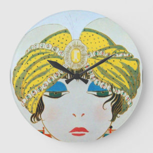 KVINNA MED ORIENTAL GULT TURBAN/Beauty Mode Stor Klocka