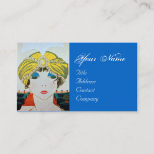 KVINNA MED ORIENTAL GULT TURBAN/Beauty Mode Visitkort