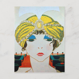 KVINNA MED ORIENTAL GULT TURBAN/Beauty Mode Vykort