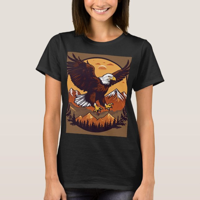 Kvinna med örndesign framtill t shirt (Framsida)