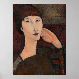 Kvinna med pannan hår av Amedeo Modigliani Poster