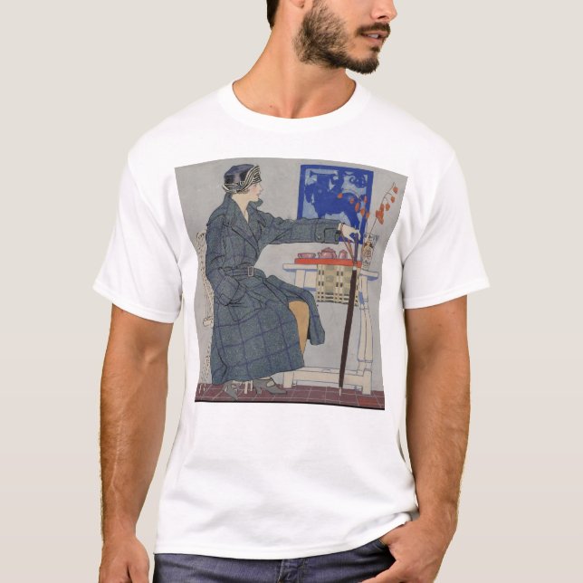 Kvinna med paraplyer - Vintage konst Tee (Framsida)