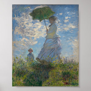 Kvinna med parasol av Monet Poster