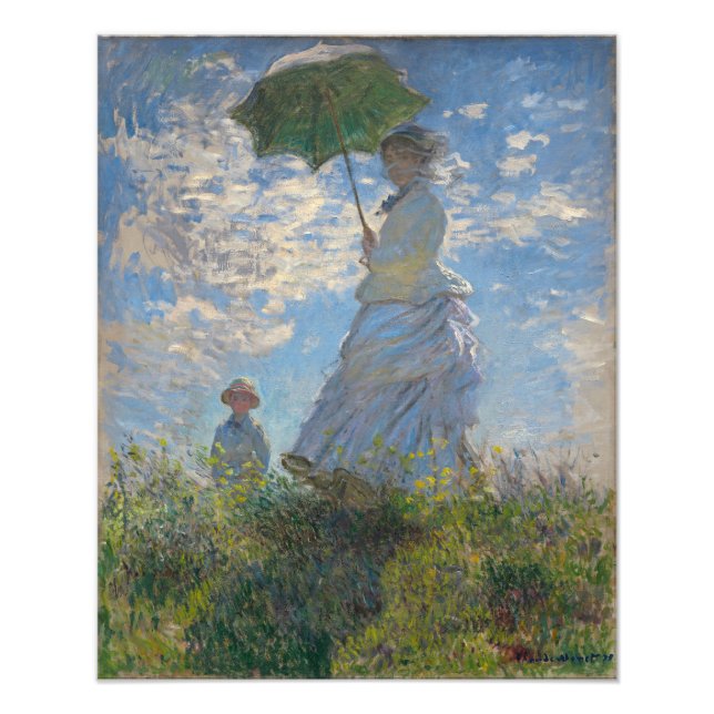 Kvinna med parasol | Fransk liggande Fototryck (Framsidan)
