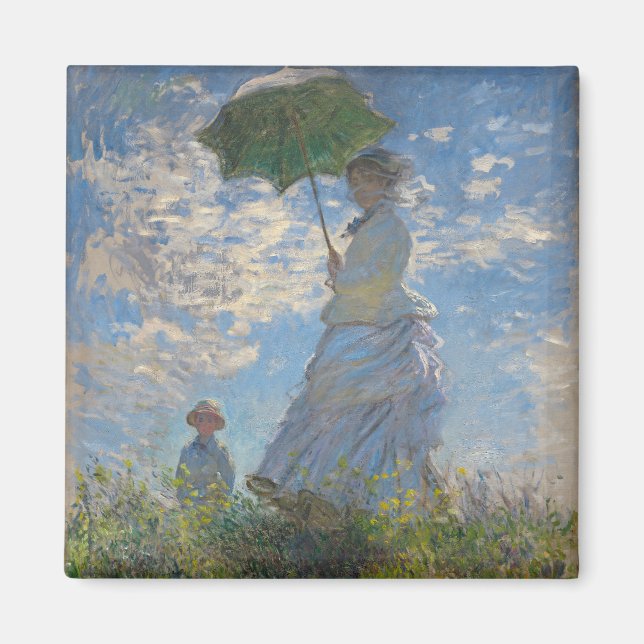 Kvinna med parasol | Fransk liggande Magnet (Framsidan)