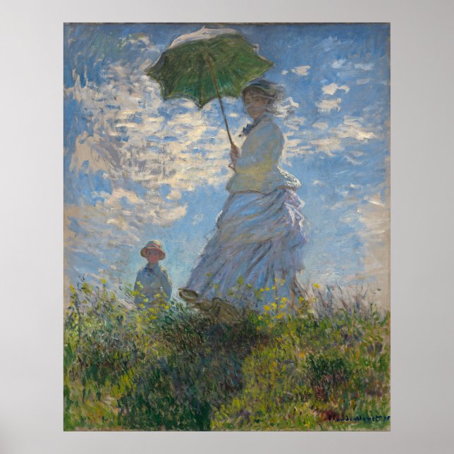 Kvinna med parasol | Fransk liggande Poster (Framsidan)