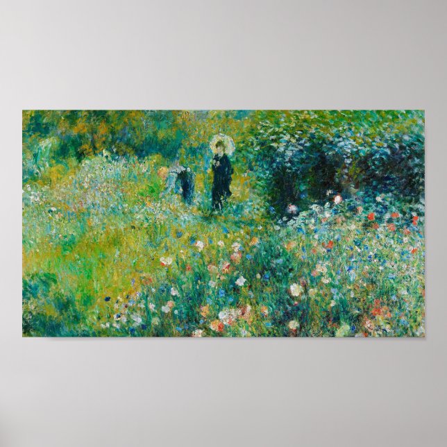 Kvinna med parasol, Garden, Renoir Poster (Framsidan)