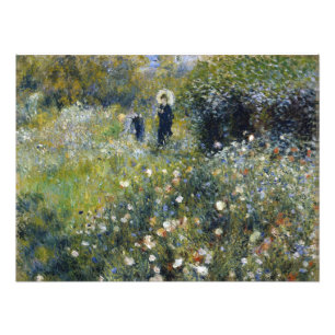 Kvinna med parasol i en Garden av Auguste Renoir Fototryck