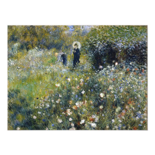 Kvinna med parasol i en Garden av Auguste Renoir Fototryck (Framsidan)
