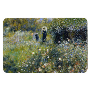 Kvinna med parasol i en Garden av Auguste Renoir Magnet