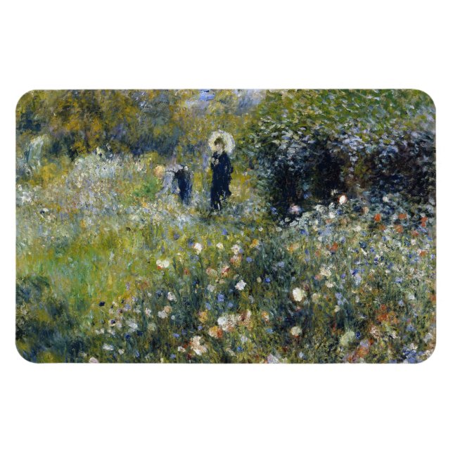 Kvinna med parasol i en Garden av Auguste Renoir Magnet (Horisontell)