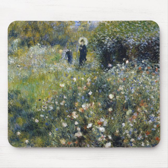 Kvinna med parasol i en Garden av Auguste Renoir Musmatta (Framsidan)