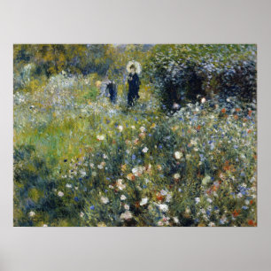 Kvinna med parasol i en Garden av Auguste Renoir Poster
