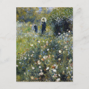 Kvinna med parasol i en Garden av Auguste Renoir Vykort