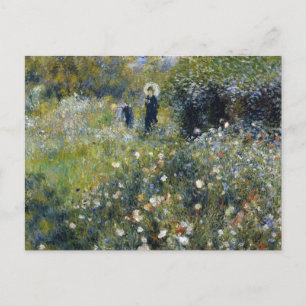 Kvinna med parasol i en Garden av Auguste Renoir Vykort