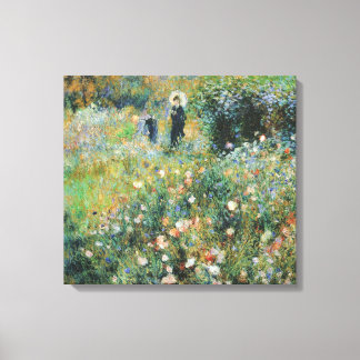 Kvinna med parasol i en Garden Renoir Fine Art Canvastryck