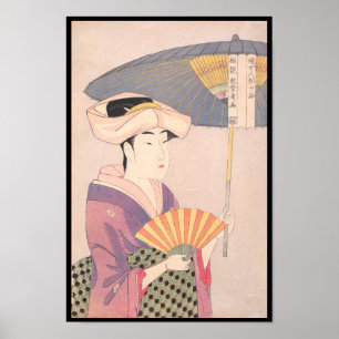 Kvinna med Parasol Kitagawa Utamaro japanese dam Poster