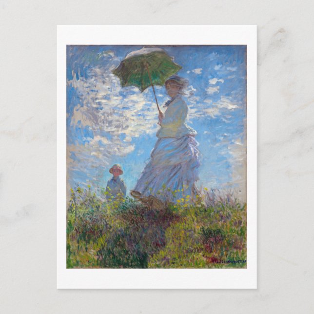 Kvinna med parasol, Monet Vykort (Framsida)