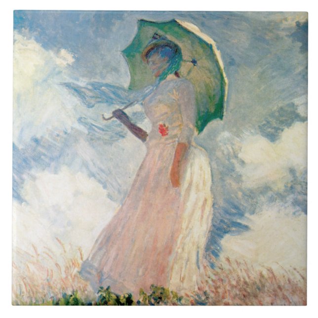 Kvinna med Parasol Prostegmonet Kakelplatta (Framsidan)