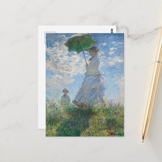 Kvinna med parasoll av Claude Monet Vykort (Fram/Back In Situ)