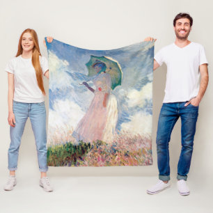 Kvinna med parasoll, Claude Monet Fleecefilt