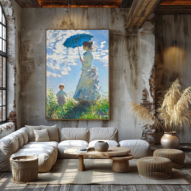 Kvinna med parasoll och barn – Impressionistisk ko Poster (Skapare uppladdad)