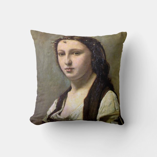 Kvinna med Pearl, Camille Corot, 1868-1870 Kudde (Framsida)
