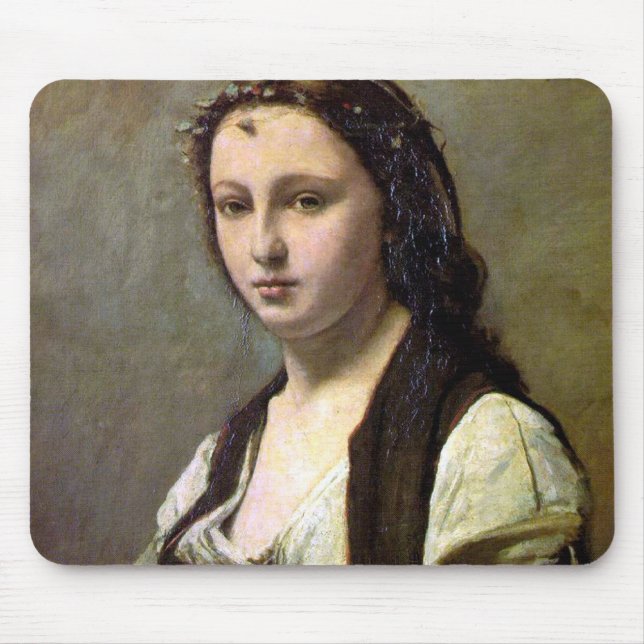 Kvinna med Pearl, Camille Corot, 1868-1870 Musmatta (Framsidan)