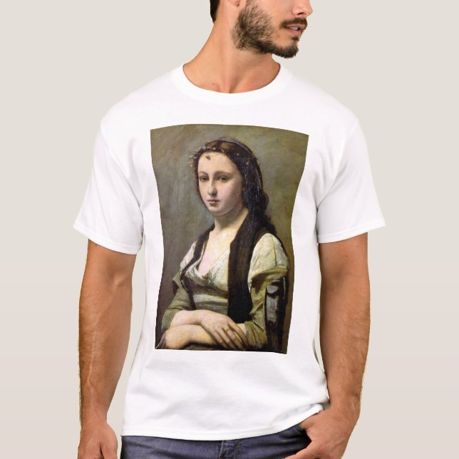 Kvinna med Pearl, Camille Corot, 1868-1870 T Shirt (Framsida)