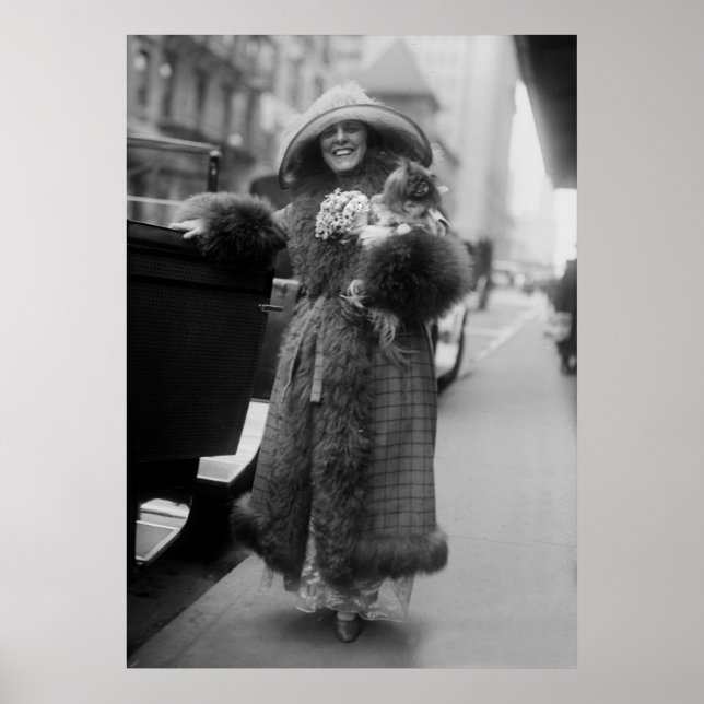 Kvinna med Pekingese, tidigt 1900-talet Poster (Framsidan)