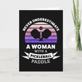 Kvinna med Pickleball Paddle Funny Gift Kort