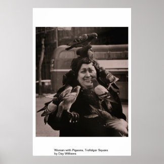 Kvinna med pigeoner, Trafalgar Square Poster