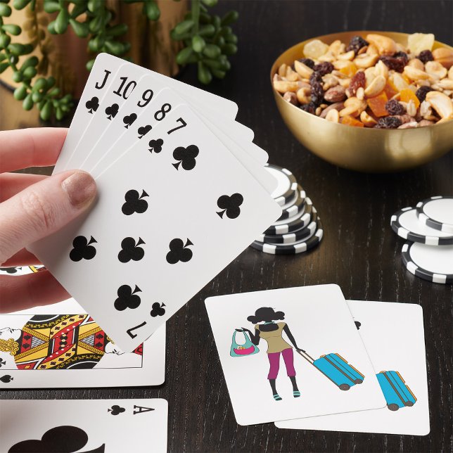 Kvinna med resväska casinokort (Skapare uppladdad)