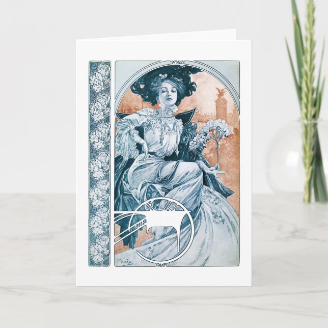Kvinna med Ro, Mucha Kort (Framsida)